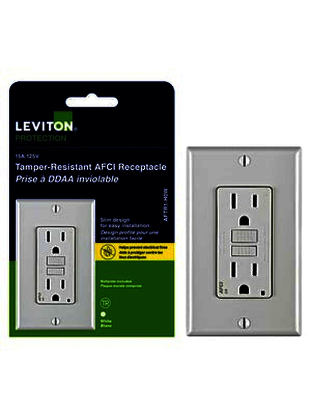 Leviton Decora 15A Tamper-Resistant AFCI Outlet White